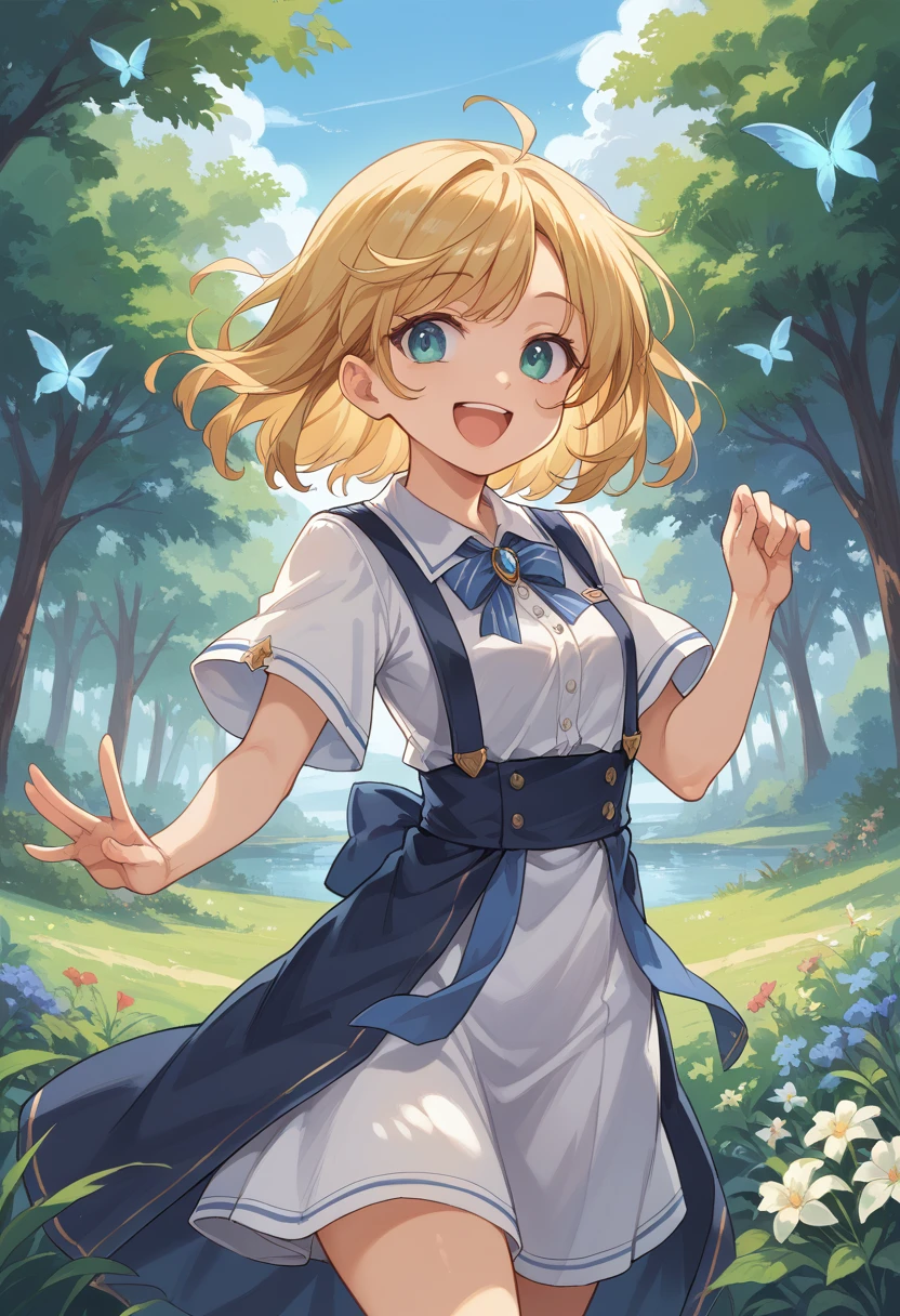 masterpiece, best quality, score_9, score_8_up, girl, happy, outdoor, cowboy shot,