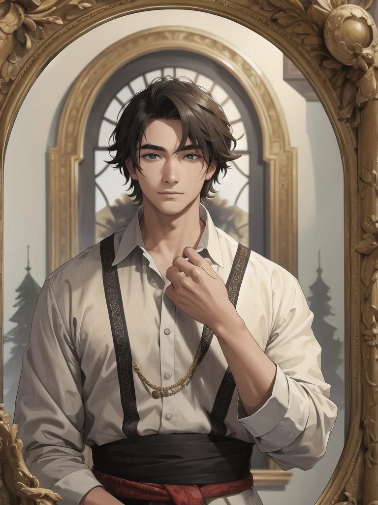 Highest quality, masterpiece, High resolution, One person,male,alone,Upper Body,