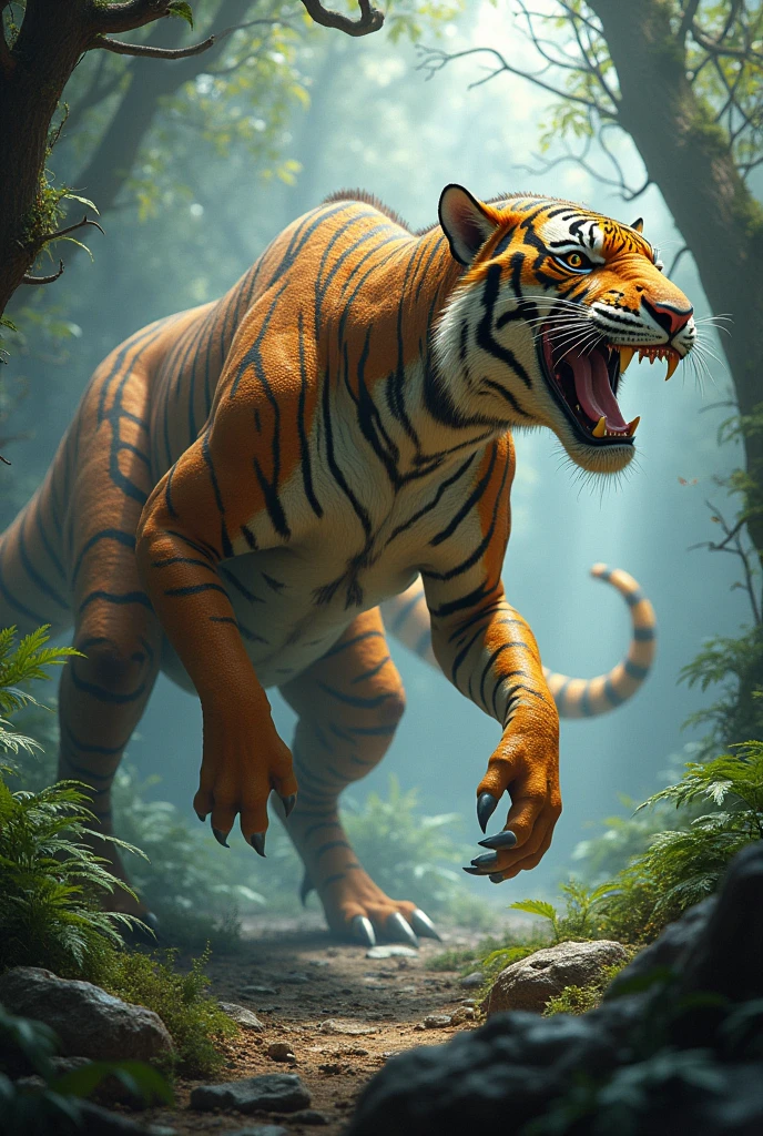 Dinosaur fusion with a tiger