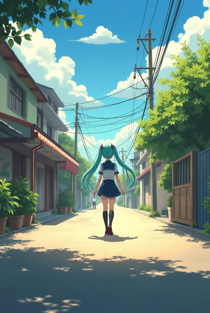 summer fast You left behind background Nostalgia In town Daytime asphalt
Hatsune Miku uniform Backwards Distant View もっとDistant View Hatsune Mikuが遠くに Hatsune Mikuが小さくなってる