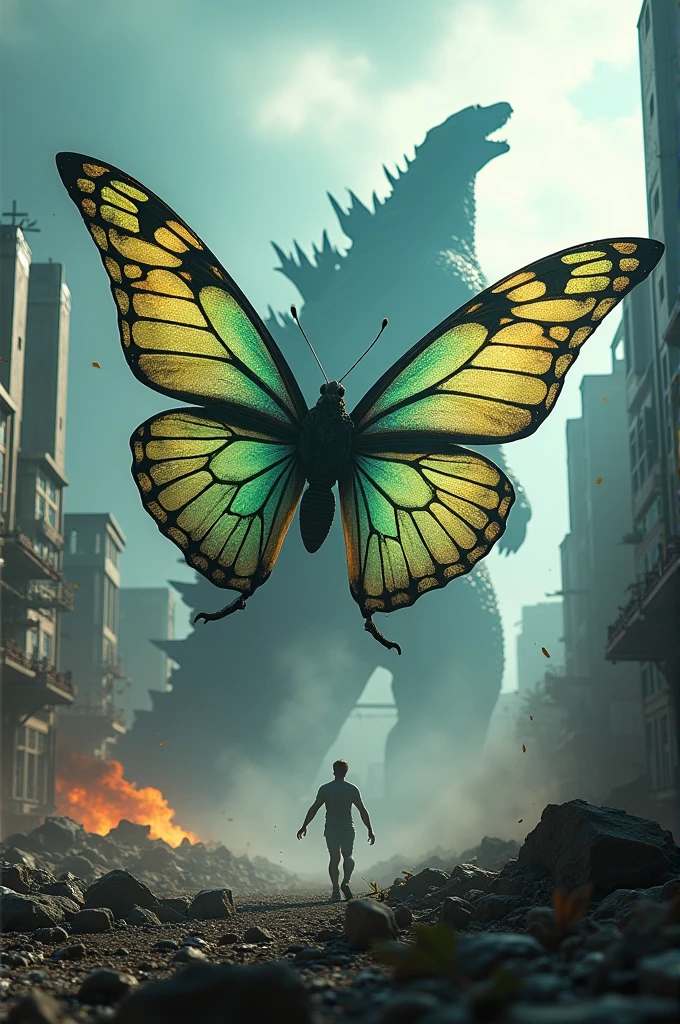 Mothra Butterfly Shines Amid Godzilla Battle