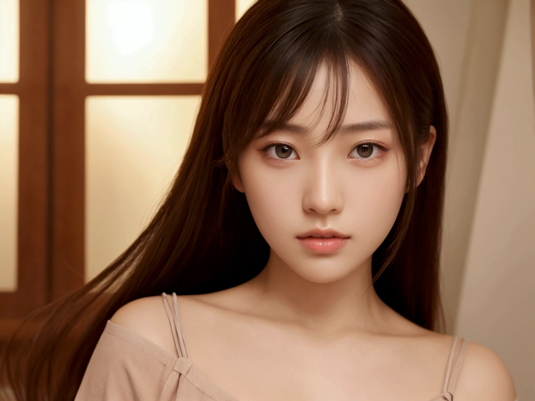 best quality, face focus, soft light, ultra high res, (photorealistic:1.4), RAW photo,
1japanese girl, solo, cute, (pupil, lights in the eyes), detailed beautiful face, (small chest),(high resolution detail of human skin texture),
(long hair),
indoor,
Damask Shirt Dress,
(portrait)