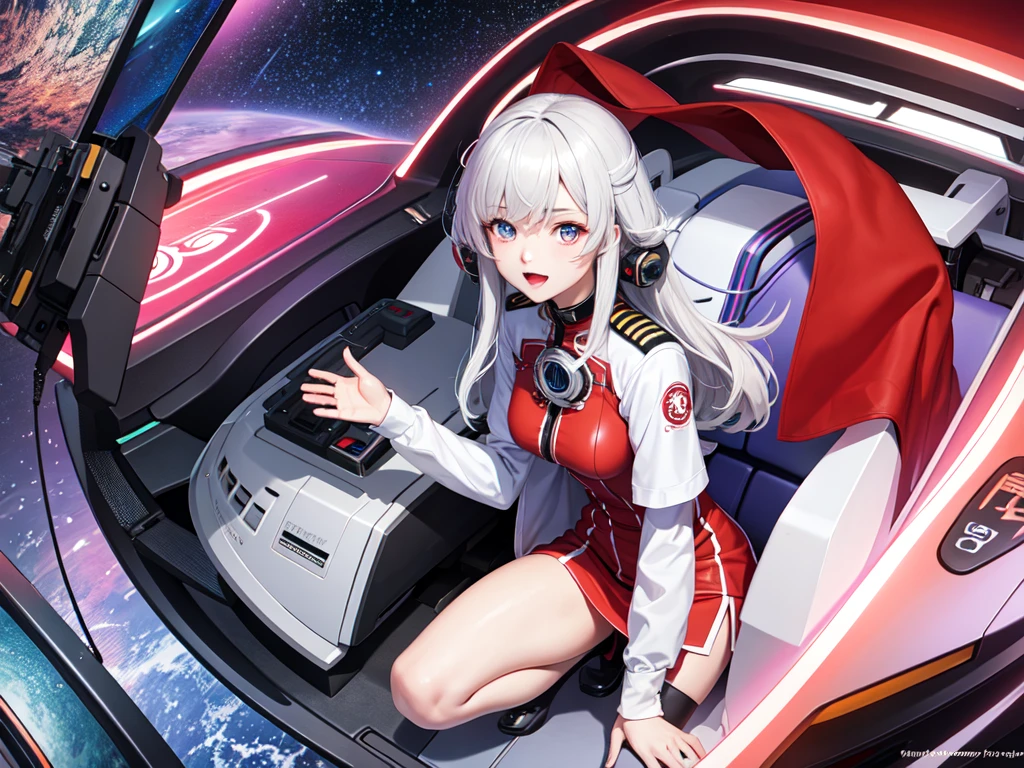 Female anime style Dorbach ,Cyber Mecha Shrine Maiden 2D, ((Pilot)((Highest quality)), ((masterpiece)), (detailed) ((Centered Images)) Crying face