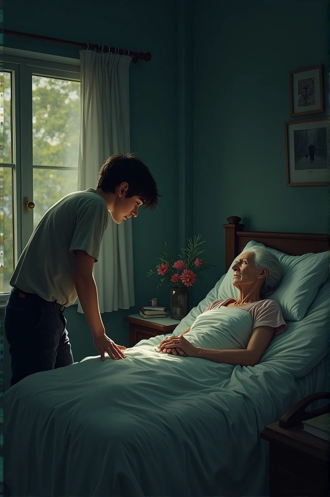 Mother is very ill and the son goes to meet her.