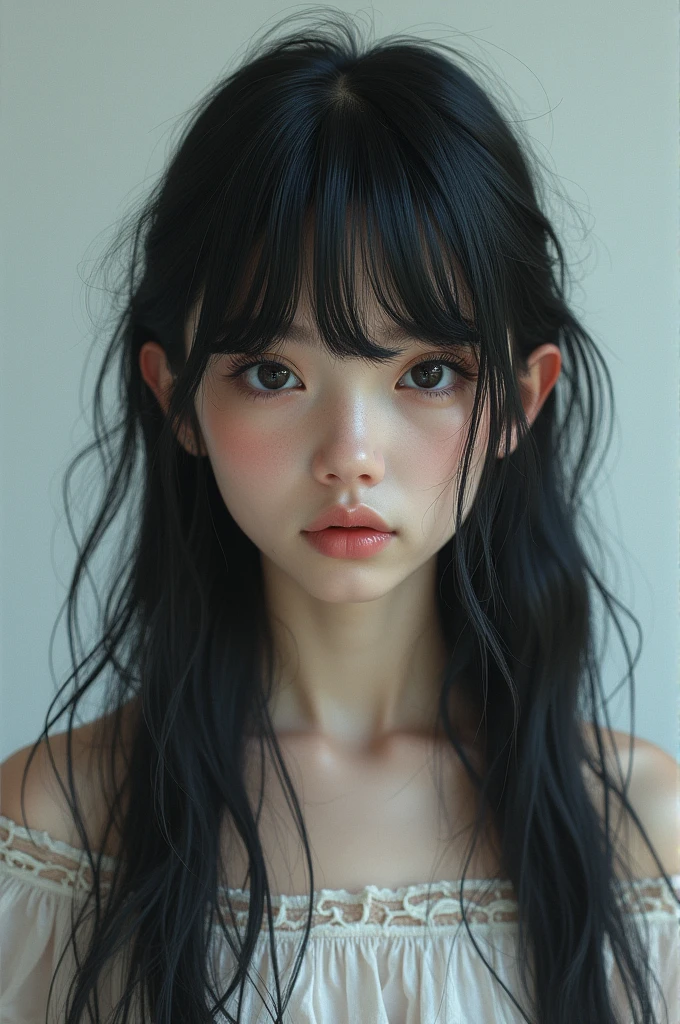 With long hair that reaches the floor、Bangs are long enough to cover the eyes、I drew a cute androgynous beautiful boy.!