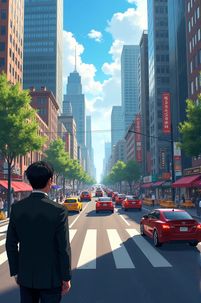 A person watching the traffic