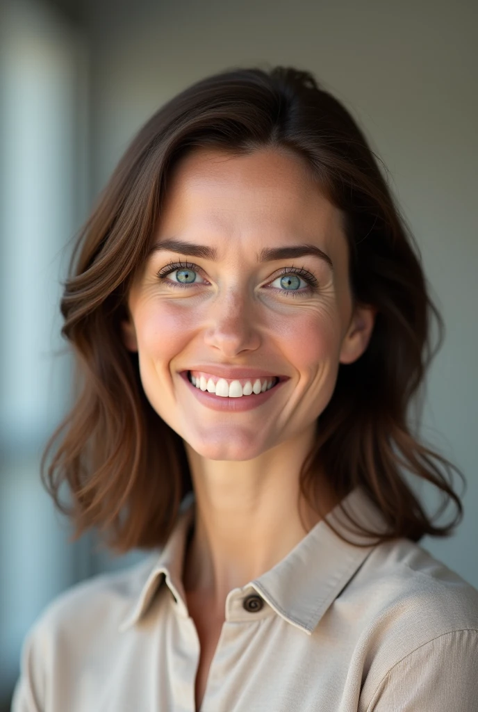 create a realistic profile picture for a job site of a North American woman 
