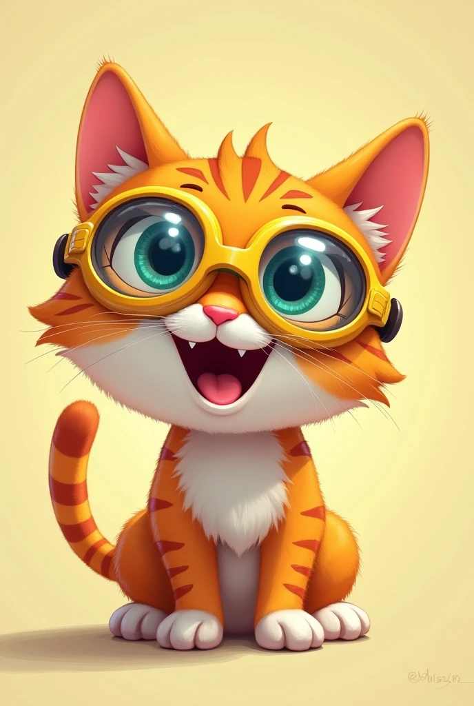Emoji de gatito 😺 con gafas de nadador 