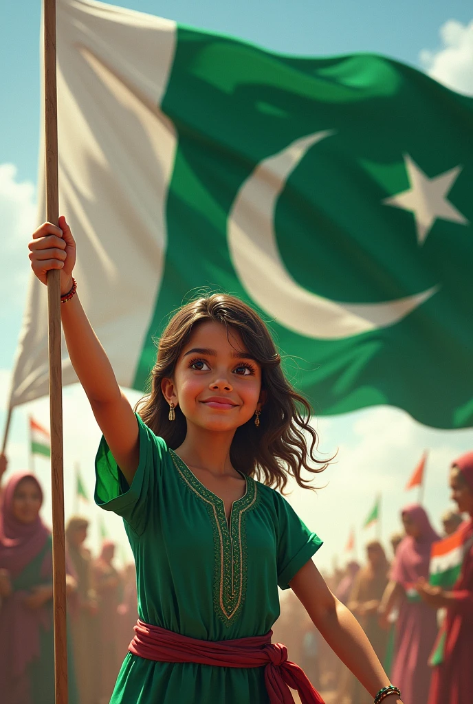 Girl in hand Pakistan flag text Javeria