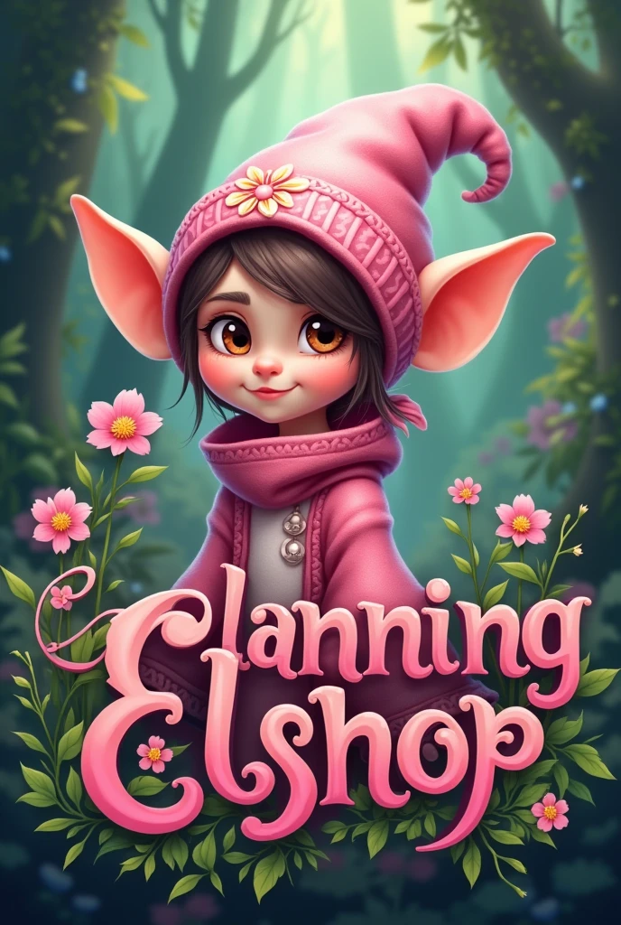make a pink elshop logo with letters