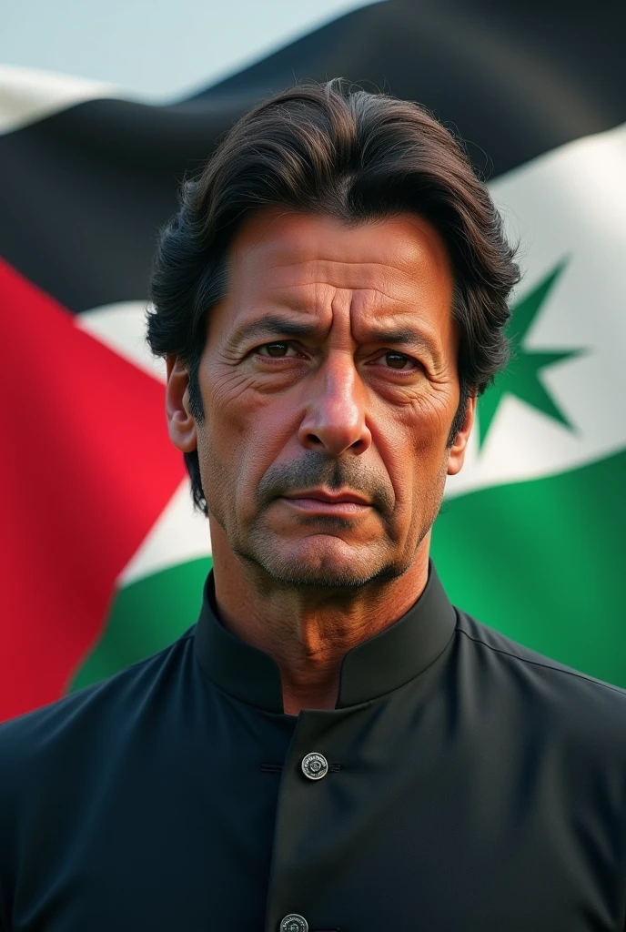 Palestine flag with hamas flag with imran khan