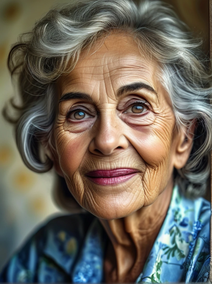 masterpiece, intricate detail, 8k, HdR,
She was once a Playboy model.. She is now 75 years old but her face is young and beautiful.., His eyes still sparkle with mischief, and her mouth is still seductive, Her skin is soft and defies her age, her hair is shiny. The glory of femininity.