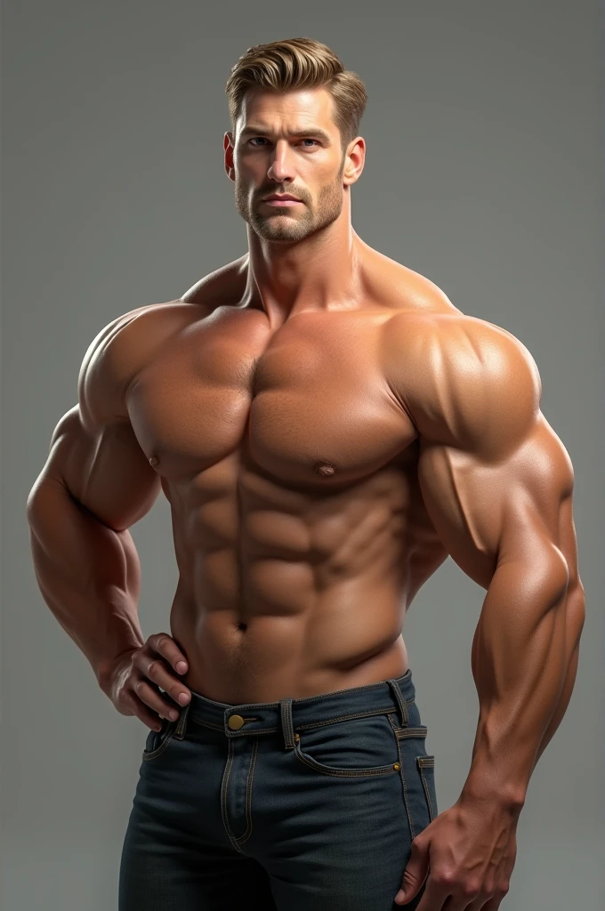 an incredibly handsome and attractive young man, Big muscular, Big butt, 40 years old with short dark blonde hair and light brown eyes
