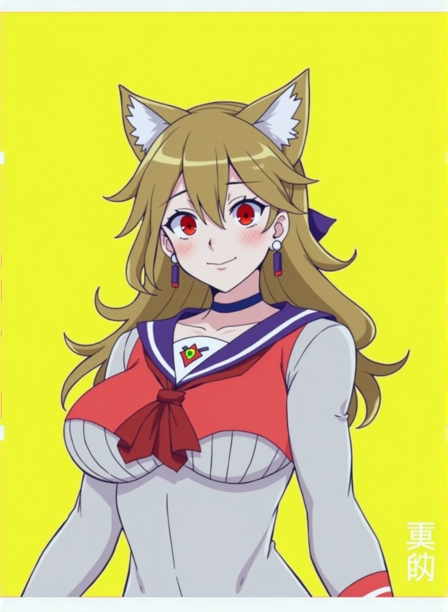 (masterpiece:1.2、Highest quality、Tmasterpiece)、1 female、alone、classroom、Day、stand、beauty、(blonde)、ponytail、Red eyes、(Oversized Sailor Suit:1.4)、(Dark Skin:1.4)、break、Big Breasts、Big Ass、Long sleeve、corset、Earrings、lipstick、(pantyhose:1.2)、choker、mini skirt、blush、Covered breasts、Bangs braids、(Thick lips:1.2)、Big nipples、(lactation through clothes:1.3)、(breast grab:1.3)