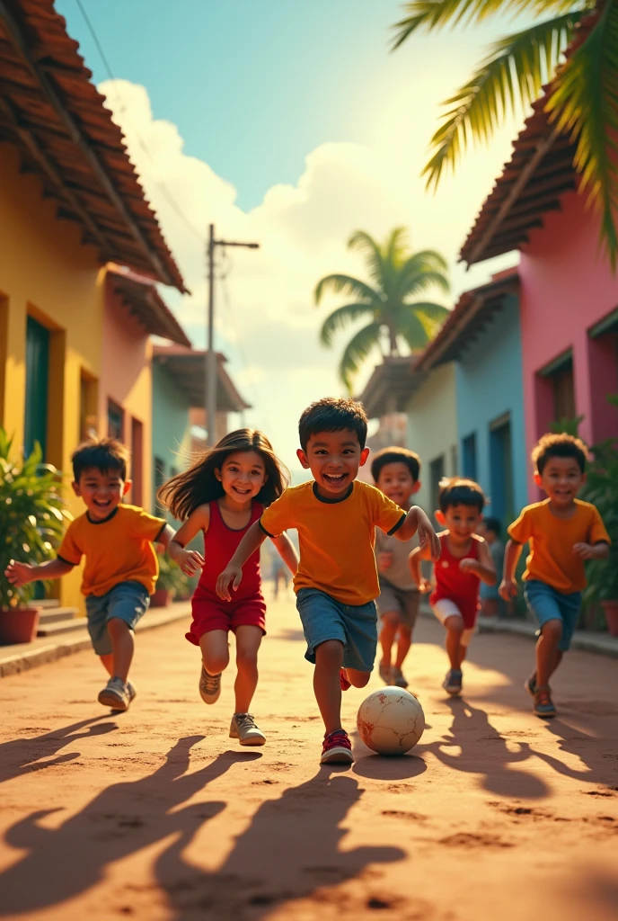 
Playing ball on the ground in Brazil in Goiânia