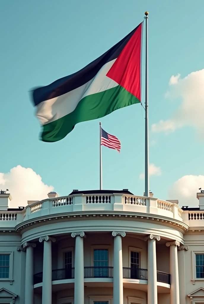 Palestine flag on white house top