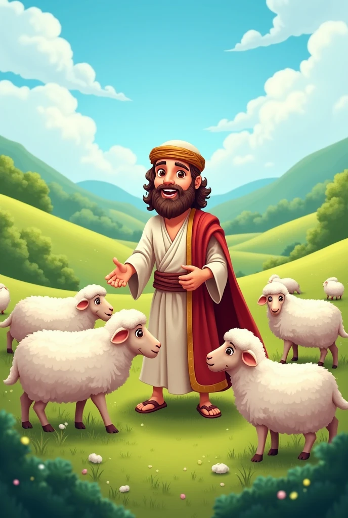 Cartoon image of King David tending sheep