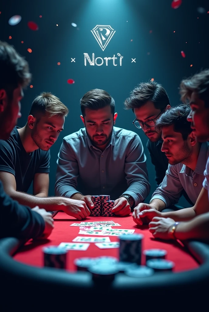 Poker game banner, have typo above pokers and chips, modern style, light