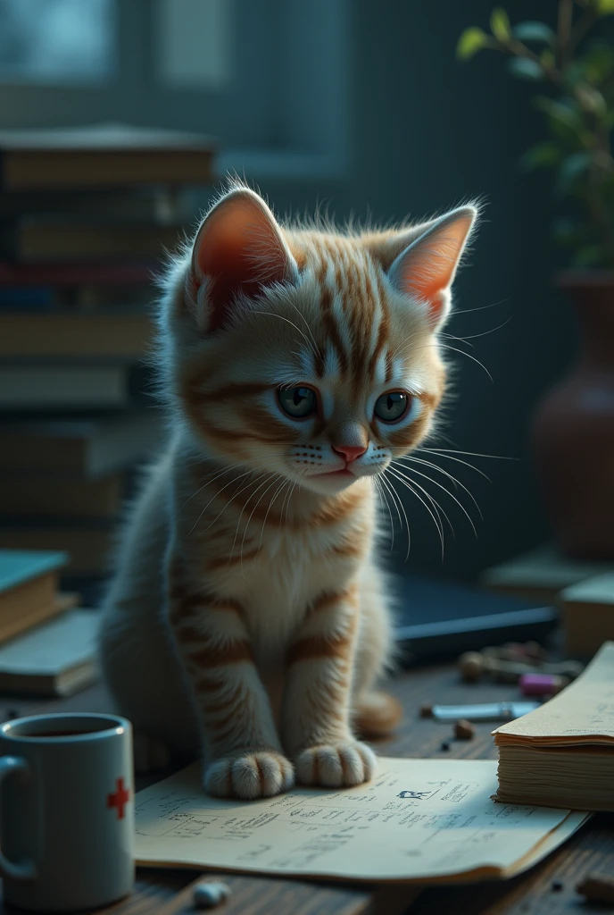 A depressed medical student kitten