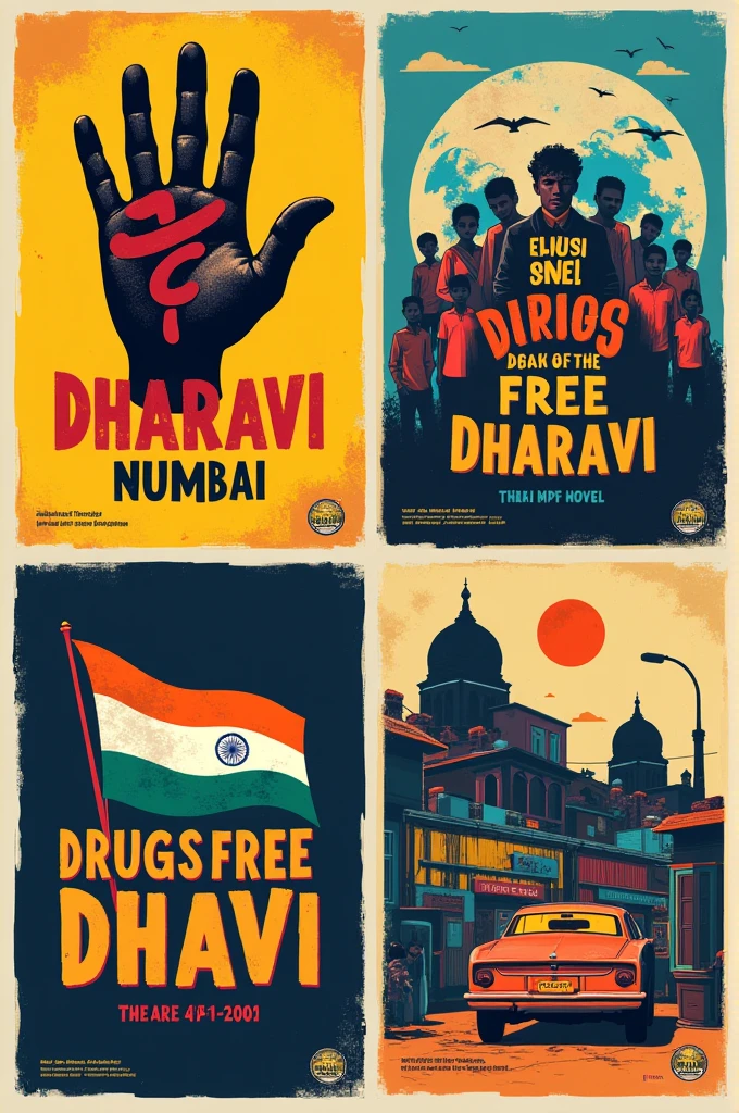 Make images posters on independence day mentioning "Dharavi Mumbai" logo in broad size.
Put message slogans on drugs crime free dharavi & mission drugs free dharavi