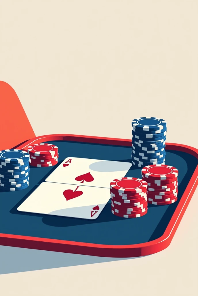 “Poker” typo above pokers and chips, modern style, light, square, red and blue color