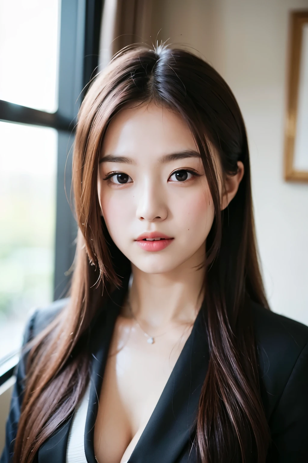 (masterpiece, Highest quality),one person's, alone, hyper Realistic, Realistic,Realistic, Looking at the audience, Light brown eyes:1.4,Brunette Short Bob Hair with highly detailed shiny hair, Brightly colored winter clothes, Lepangas:1.4), Plein Air, Mouth closed, Upper Body、big chest eye、eyelash、{Huge|big|非常にbig|Mega} chest:2, chestの谷間:2、{Huge|big|expensive|Mega} chest:2, chestの谷間:2、The large windows overlook the strait valley...、(((big chest eye、Short Bob Hair、Glowing Skin、Shiny Hair、Student Highlights、Gazing at the audience、She is very beautiful and cute、Listen carefully、Long neck、smile、Close your mouth and smile、bangsと美しい歯、bangs、Perfect Anatomy)))、Ideal body type、(Snowy tree-lined road in winter in Norway, Out of focus background)、美しいLong neck:1.4、Very attractive, 美しくてかわいいVery attractive女性、