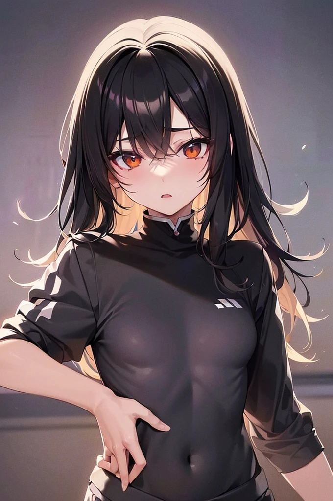 masterpiece, best quality,anime style, 1 girl,(((slender body))), (((small eyes,small breast))),(((cheerleader uniform))),(cum), (beautiful face), (((medium hair))), (((straight hair))), ((((black hair)))),detailed beautiful skin, (perfect hands, perfect anatomy),scream