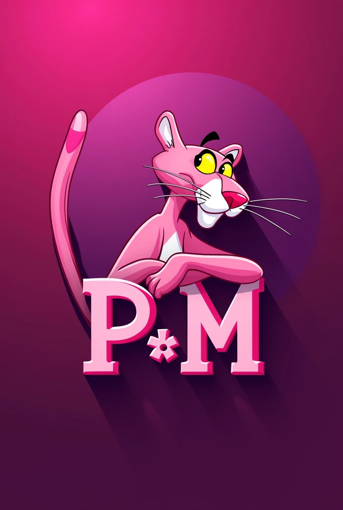 I want a really nice image with my name PÂM that is very eye-catching with the Pink Panther next to it, like a logo