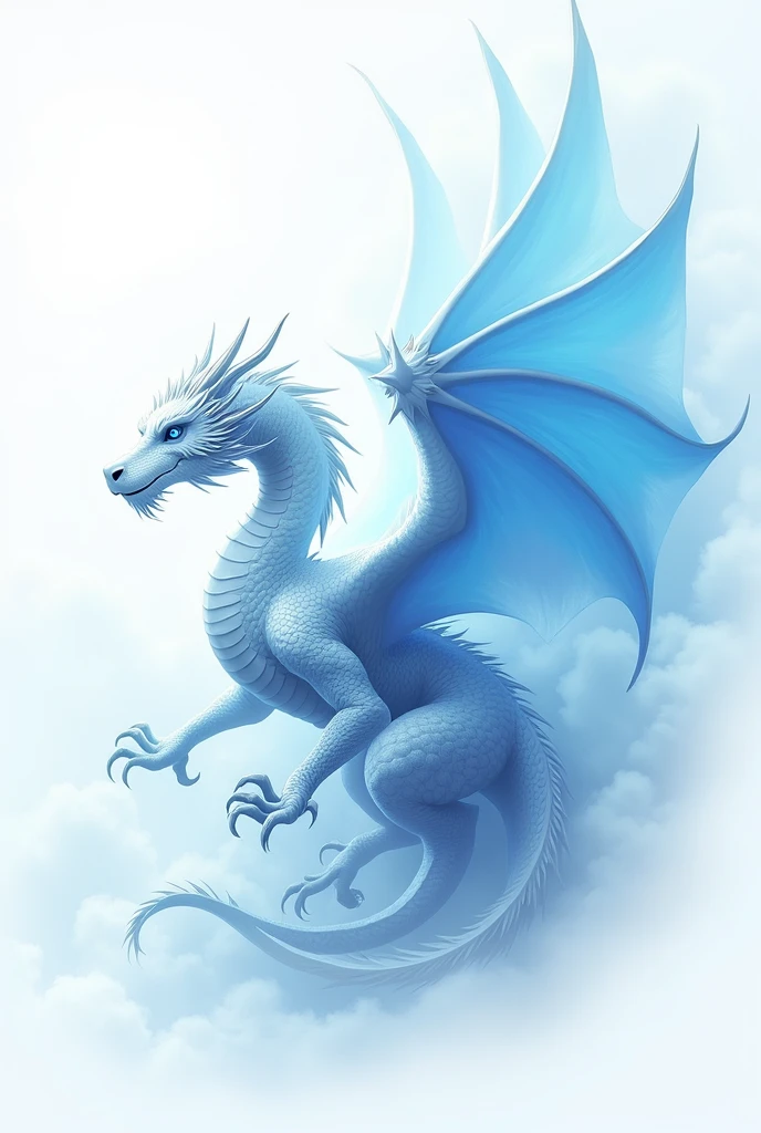 I need a logo of a white dragon with a range of blue and light blue colors that is unique and detailed
