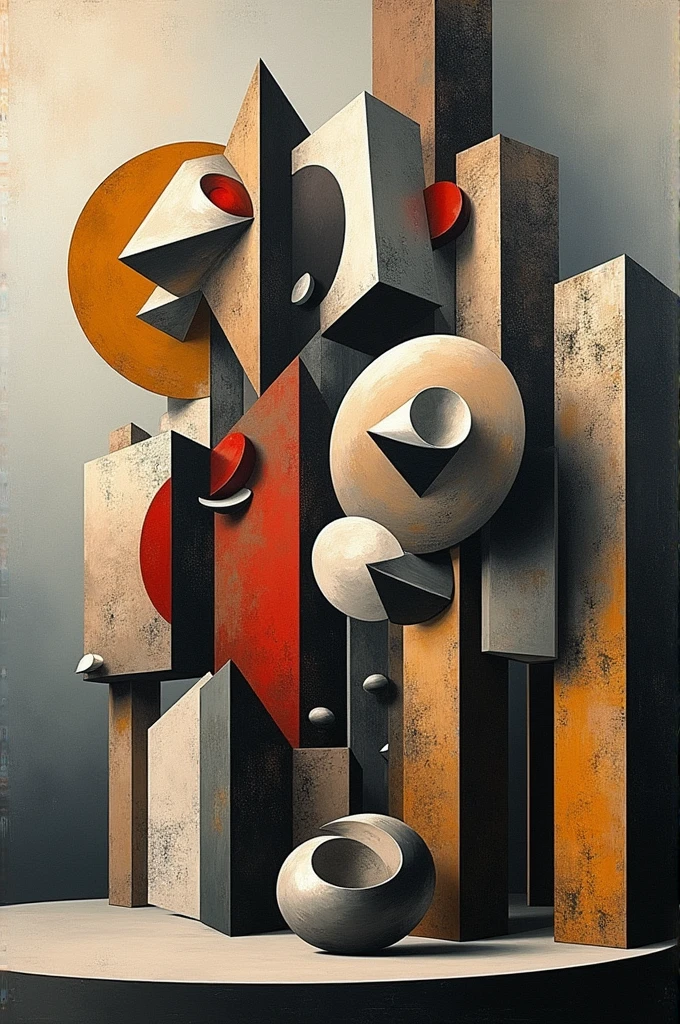 Cubist work with multiplacent vision and geometric shapes