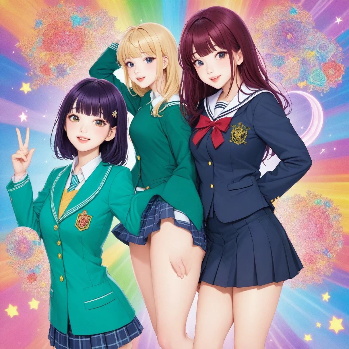Arafed image of a woman in a skirt suit and a woman in a jacket and skirt., wearing jacket and skirt, uniform JK, Seifuku, short skirt and long jacket, sailor uniform with loose collar, japanese school uniform, magic school uniform, female sailor uniforms, magic school student uniform, bae suzy, japanese girl school uniform