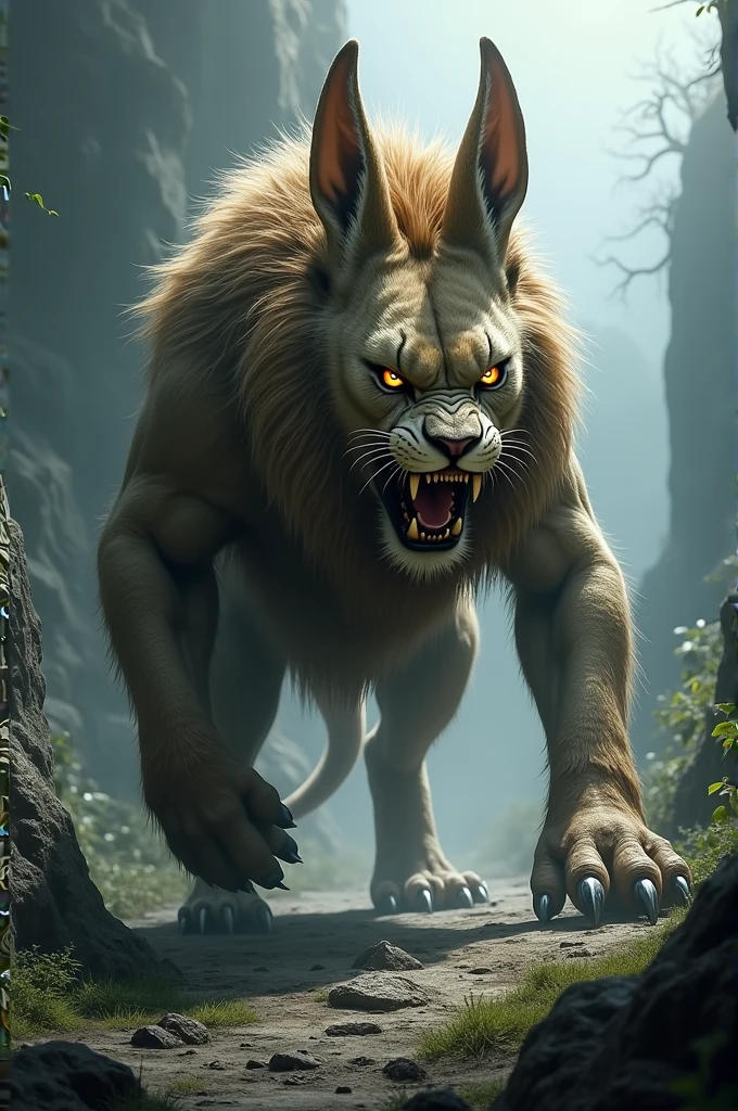 Dangerous looking Fusion of rabbit and lion