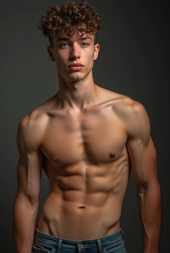 make a image of a ageboy with musclar features shownig penis