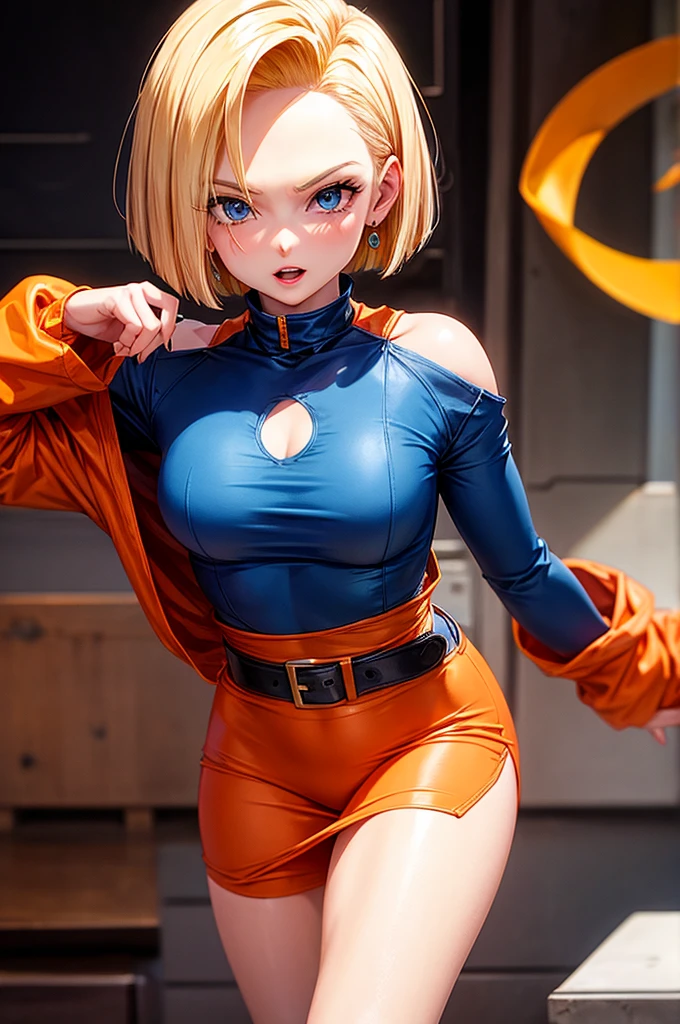 android 18, orange costume, sexy
