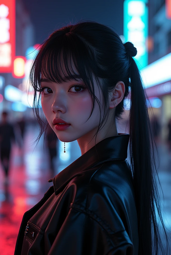 masterpiece, best quality, HuTaoV4, 1girl, solo, blush, nude, twintails, long hair, hair between eyes, ((streetwear clothes)), city, outdoors, night, movie poster, extremely detailed 8K, smooth, high resolution, ultra quality, cinematic lighting, ambient occlusion, hd, 2k, 4k, 8k, 16k, extremely detailed anime, detailed faces, perfect composition, wide shot, atmospheric lighting, very sexy, lift skirt, random low back angle, uncensored, nsfw, sin censura