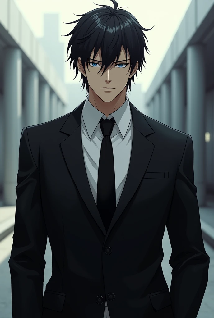 România hetalia modeled after Megatron Transformers one with black suit white shirt and black necktie