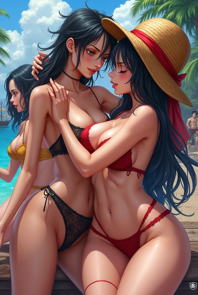 Nami and Nico Robin, completely naked, tetas grandes, vagin