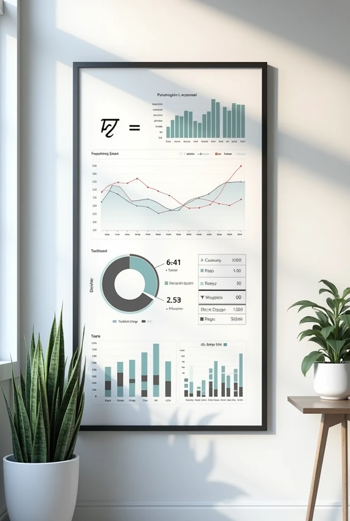 Create a poster on data analytics with an equation and a table related to it 
