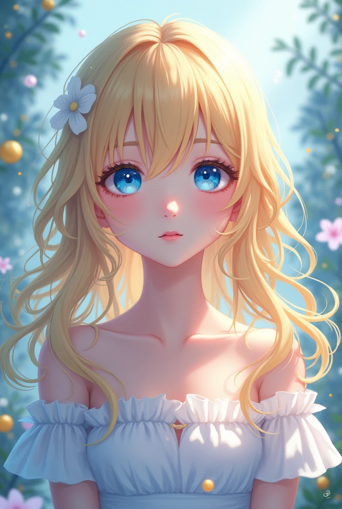 Blonde blue eyes anime style digital