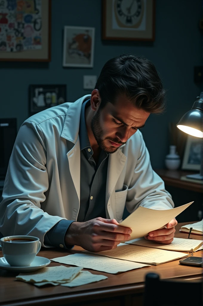 Scientist reading a very sad letter 