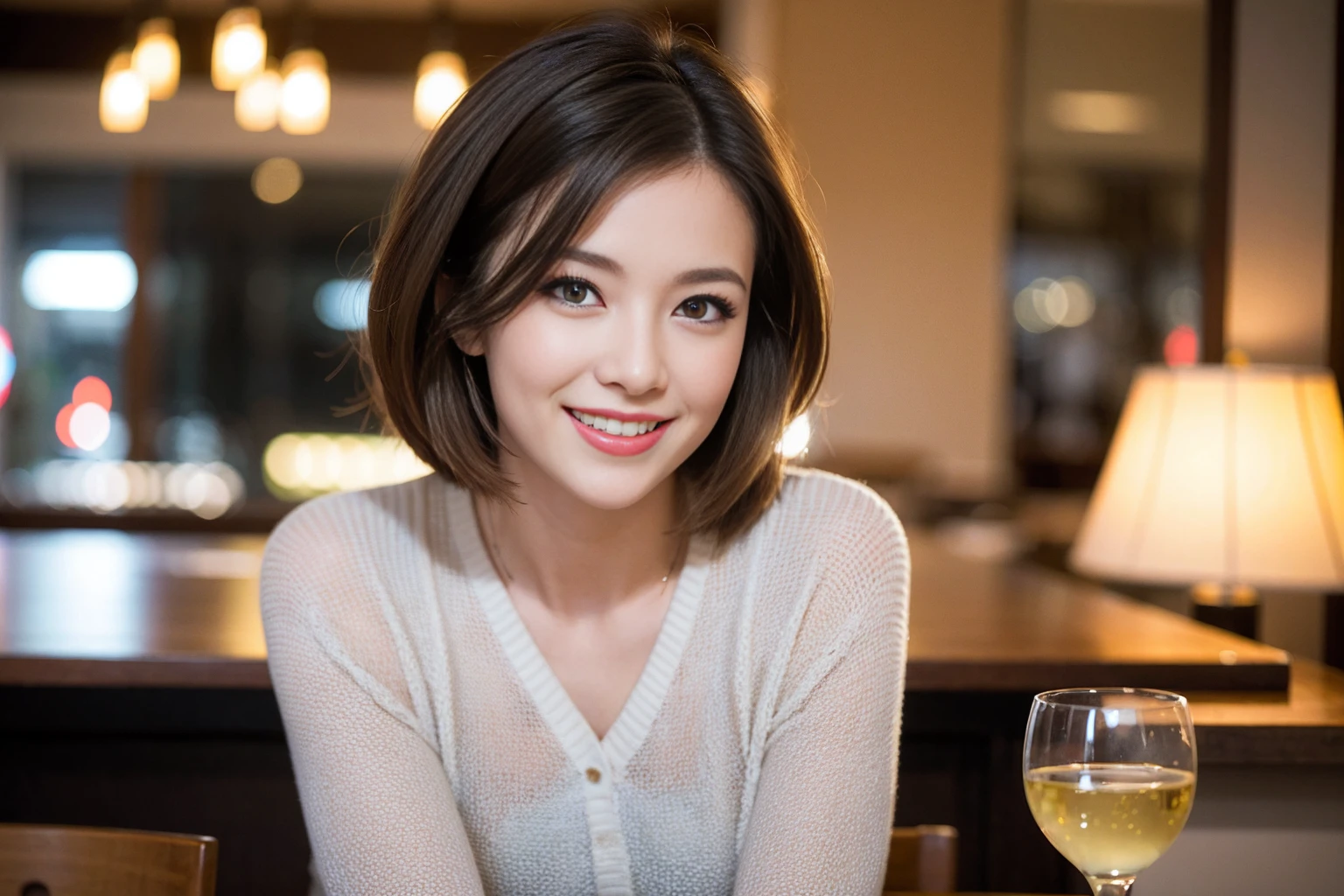 ((Highest quality、8k、masterpiece:1.3))、slimカップル、modelカップル、(Realistic, Intricate details:1.2), Japanese food、Buckwheat、Japanese sake、Shochu 、Amazing view of the sunset sky and clouds、A bright smile、The wonderfulness of smile、Bright image、Beautiful Face, blue eyes, The light shines on your face, blush, short hair,Bright Face、 (Age 37), 39 years old, sparkling wine、Two beauties、Brown Hair、Shortcuts、Long sleeve shirt、dress、Beautiful woman 1, (slimな顔), (The body is slim), (Brown Hair), (Shortcuts), cheeks turn a little red,Attractive beauty、restaurant, In a prominent place (From the waist up) Nova Frog Style, actress, model, Upper Body, White wine, slim, smile, (smile: 1.15), Beautiful fine grain, Depth f/2,saturation, High Contrast, Strong light and shadow,Moist Body:1.5、3D texture、Delicate eyes、Brown Hair、The hair is very shiny、