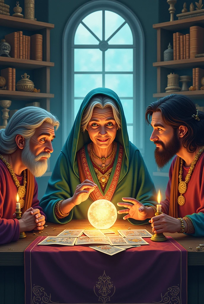 Fortune-teller woman who appeared to Peter and John (Image for children)