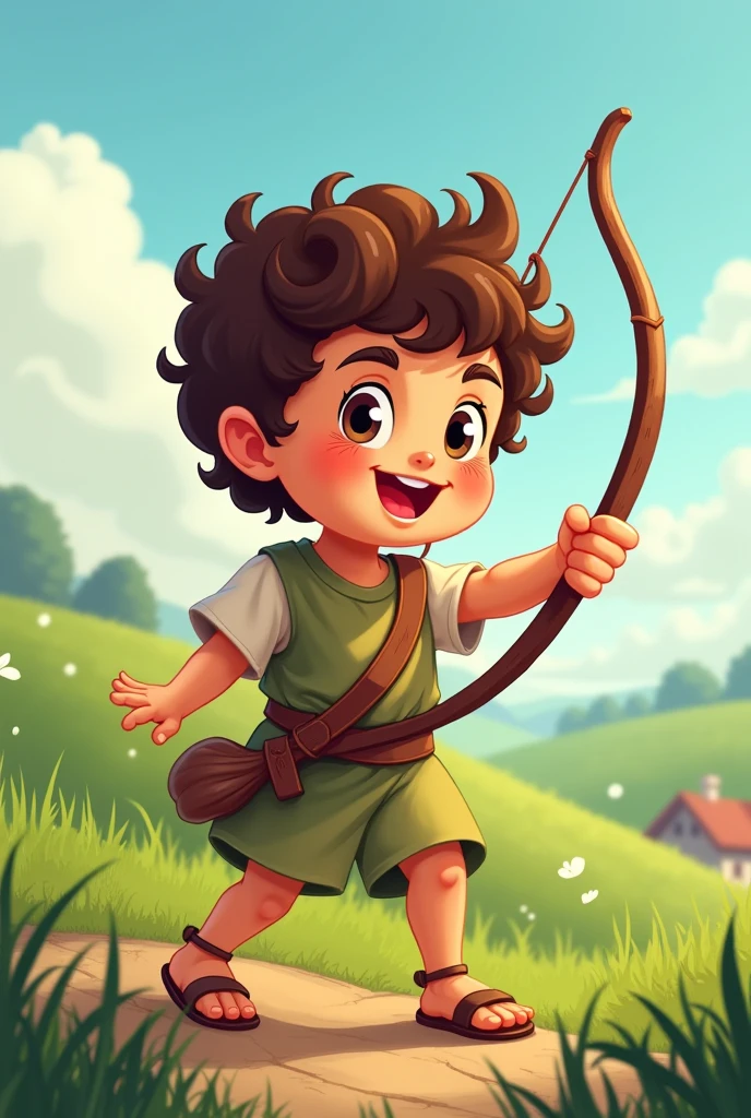Cartoon image of King David as a with his slingshot