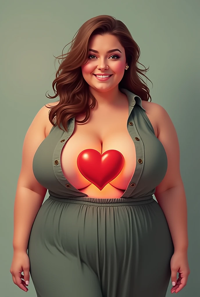 1 Girl, MILF, large breasts, curvy body, casual clothes, long skirt, sweet smile, (Face shot) Porn of a woman with her heart coming out of her chest like a cartoon NSFW