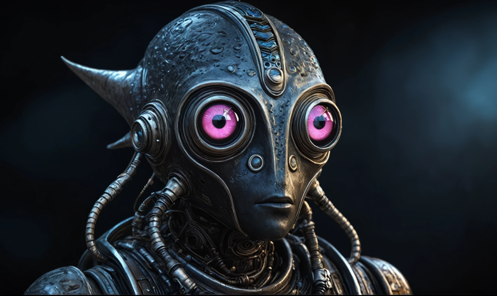 full body length shot,nerd graphite  Alien Entity,native africa slave ,azctec Finnish Lapland,Cinematic,soft colors, Technicolor,natural skin textures, hyper realism, hyper detailed,Extremely detailed,High contrast,Masterpiece,Realistic,Ultra Detailed, intricate details,realistic humid leather,extremely intricate details,Epic Realistic, cinematic style, irina yermolova,high contrast,hdr,extremely detailed, [deep night landscape],masterpiece, intricate details, eyes extremely detailed, high detailed eyes,8k resolution,retina, Nikon Z9,orcian Egypt, Pisces, transition between two art styles,full body length, Double contact, X-ray, Creative, vivid light, fantasy, Abstract, Surrealism, super detailed, high resolution,insanity national folk wear,skin  almost translucent, gothic elements,Mestichino,Light particles,chaos,starfish's leather,"(The best lighting, dark, dramatic), terror.),(fish eyes, A Modern flat toon Crazy whit a Big ONE a Only Eye Robot USSR , and helmet Style, tongs in hands, Tv head, pinhead, camouflage Yellow White Pink Rusty, Ambient in a meteorite crater super detailed, 