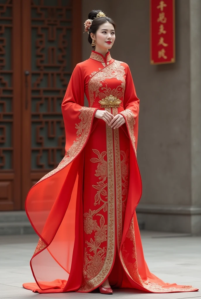 Drawing of a Chinese women&#39;s uniform front and back to be worn at the opening of the Olympics 