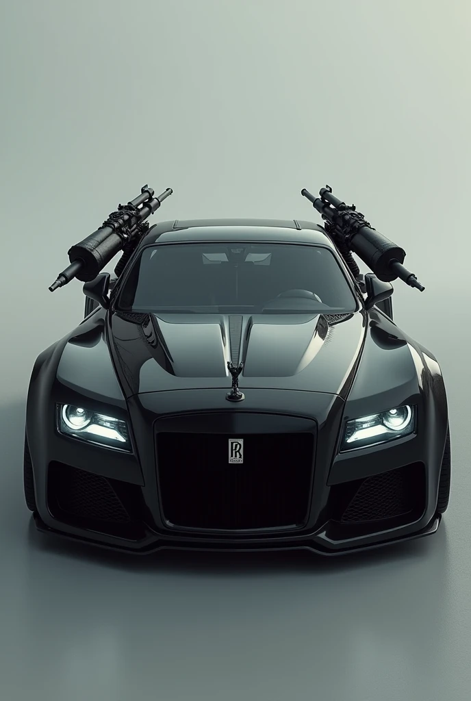 Black rolles roys , replacement rolles roys logo to cobra snake , replace dragon eye for headlight ,guns on car left and right, 640x960 pixels