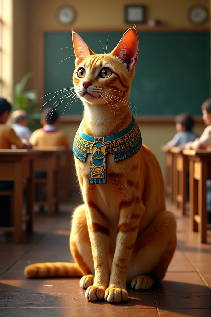 Egyptian cat at school