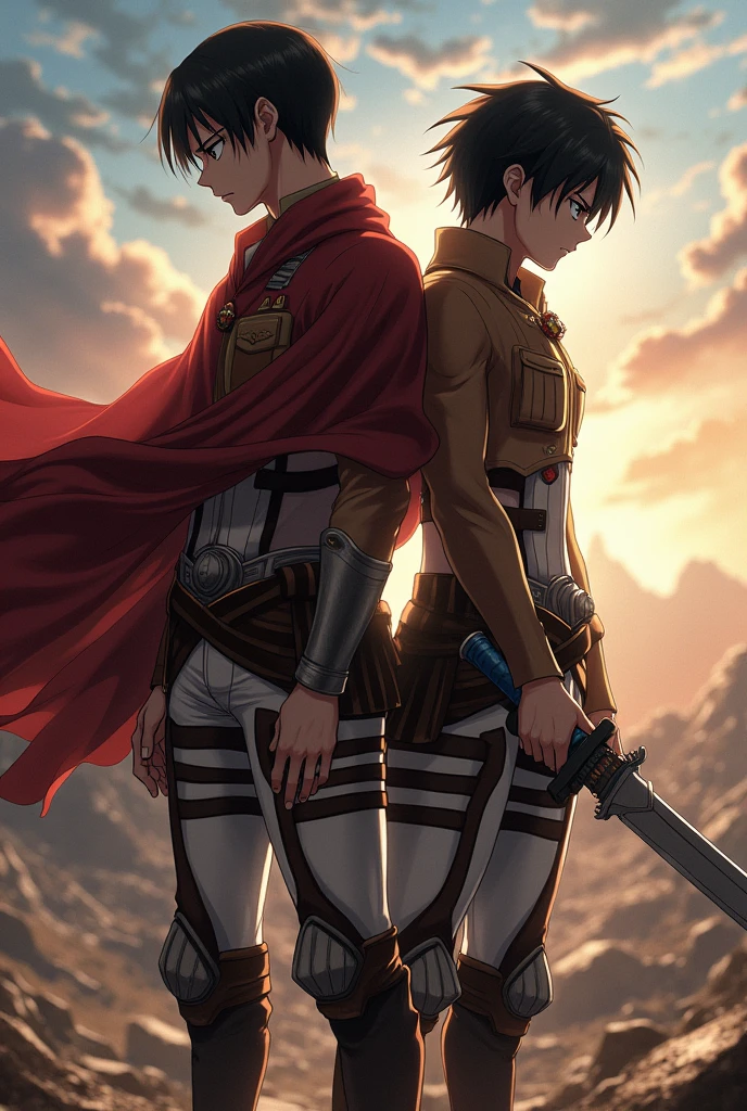 Eren Yeager with Kirito
