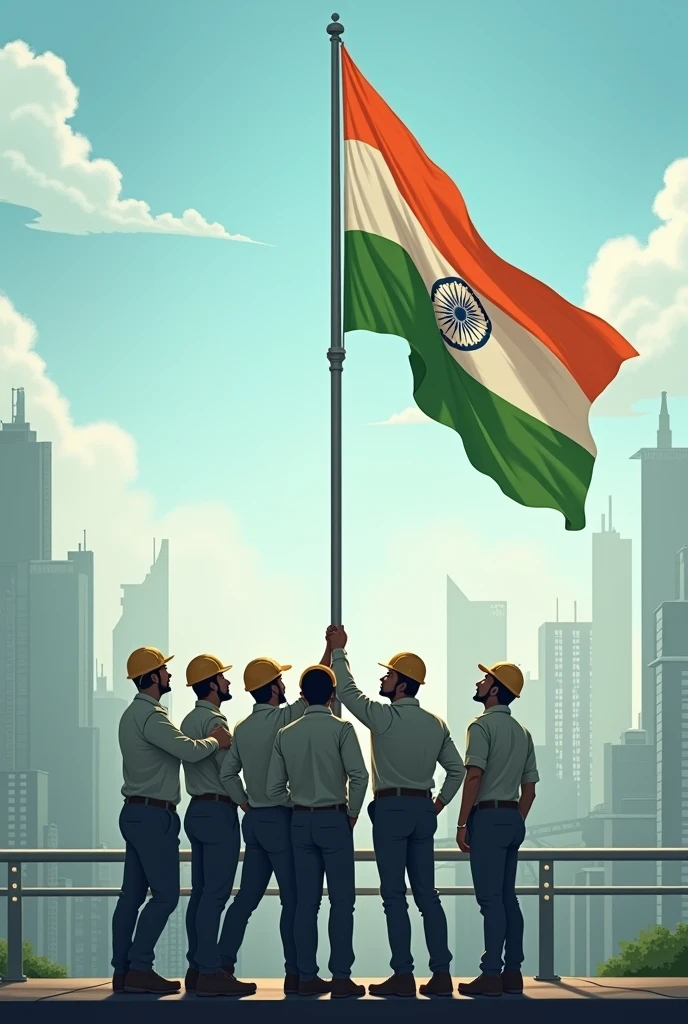 ENGINEERS HOISTING FLAG IN INDIAN INDEPENDENT DAY WhatsApp status